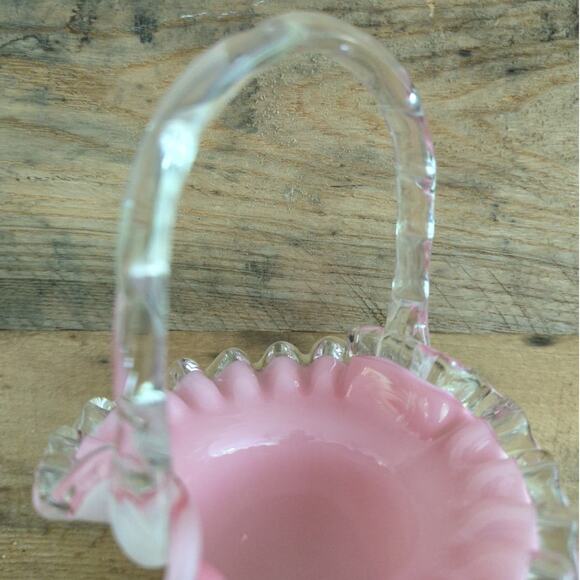 Vintage Peach Crest 7" Basket by Fenton 1940-1969 Crafted in the US - Picture 7 of 11